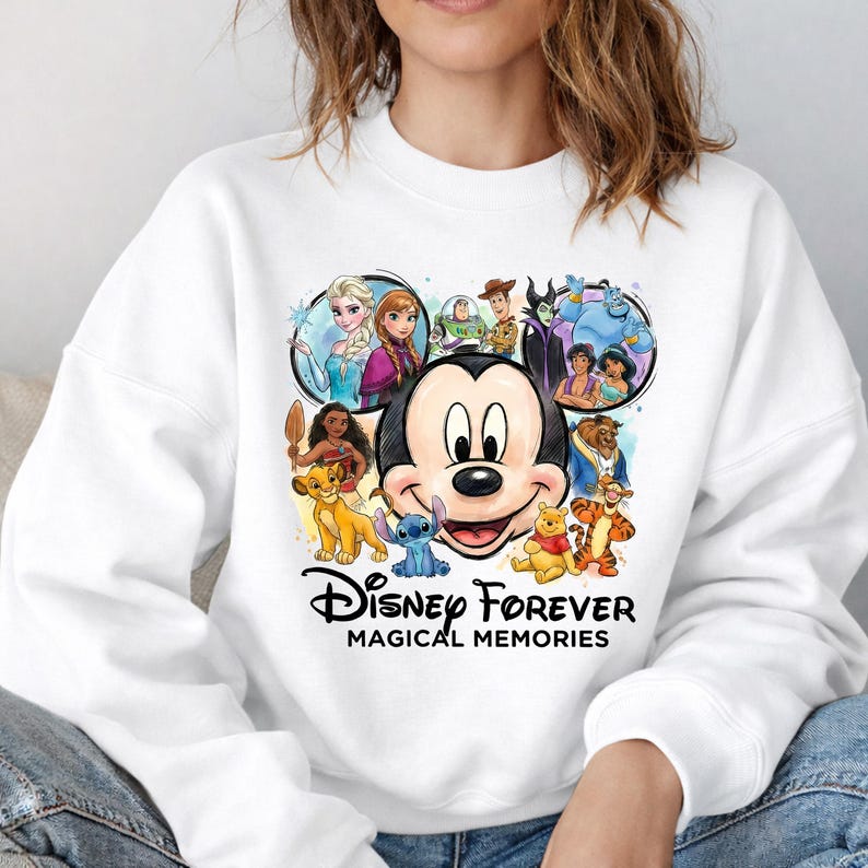 Sudaderas Disney con capucha Magical Memories, sudaderas Disney a juego, diseño de punto de Mickey, Elsa y Simba, trajes Disney para reunión familiar imagen 3