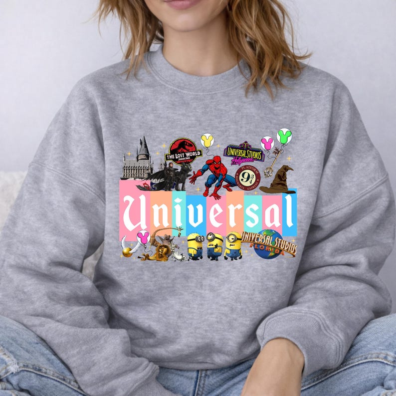 Sweat-shirts à capuche universels pastel rétro, sweat-shirt famille Spider-Man et Minions, vêtements icônes du film universels, cadeaux de vacances assortis image 7