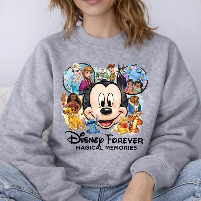 Sudaderas Disney con capucha Magical Memories, sudaderas Disney a juego, diseño de punto de Mickey, Elsa y Simba, trajes Disney para reunión familiar imagen 11