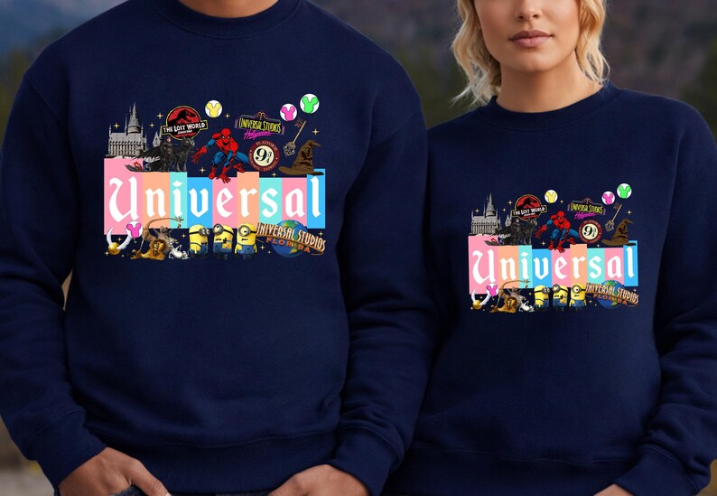 Sweat-shirts à capuche universels pastel rétro, sweat-shirt famille Spider-Man et Minions, vêtements icônes du film universels, cadeaux de vacances assortis image 11