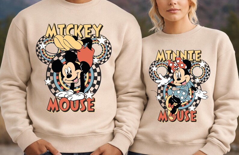 Mickey Family Vacation Sweatshirt,Custom Disney Family Trip 2026 Hoodie,Retro Disneyland Family Matching Hoodie,Checkered Mickey and Friends image 2