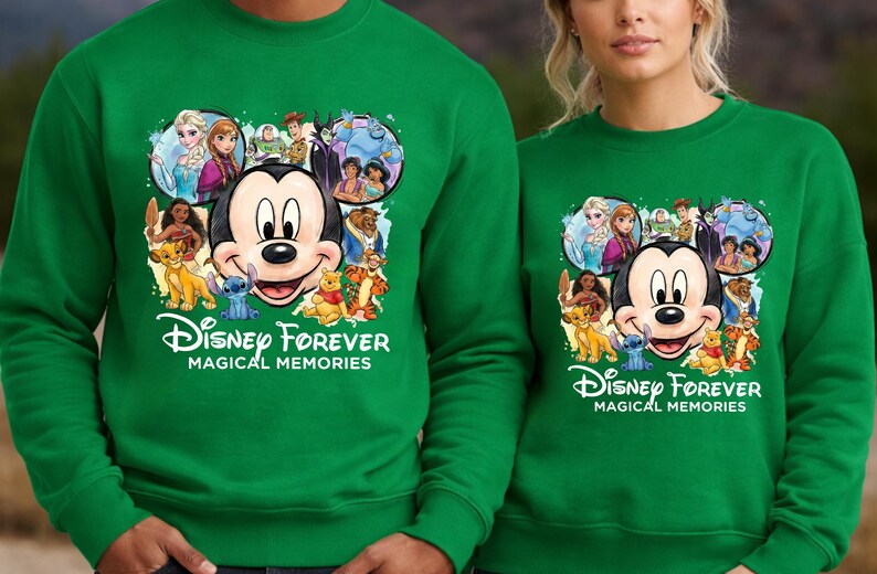 Sudaderas Disney con capucha Magical Memories, sudaderas Disney a juego, diseño de punto de Mickey, Elsa y Simba, trajes Disney para reunión familiar imagen 10
