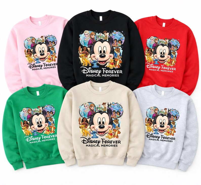 Sudaderas Disney con capucha Magical Memories, sudaderas Disney a juego, diseño de punto de Mickey, Elsa y Simba, trajes Disney para reunión familiar imagen 2