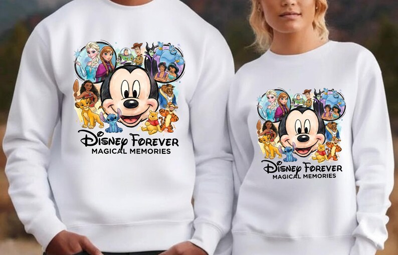 Sudaderas Disney con capucha Magical Memories, sudaderas Disney a juego, diseño de punto de Mickey, Elsa y Simba, trajes Disney para reunión familiar imagen 7