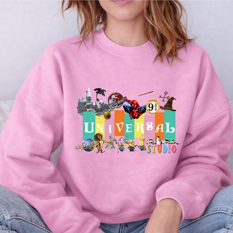 Sweat-shirts à capuche universels pastel rétro, sweat-shirt famille Spider-Man et Minions, vêtements icônes du film universels, cadeaux de vacances assortis image 6