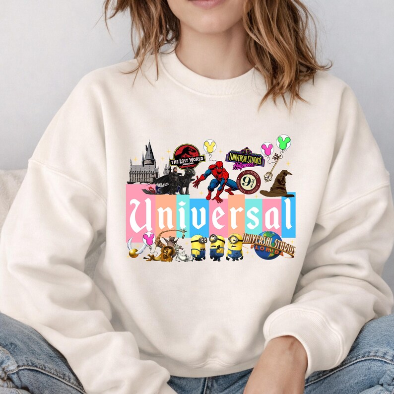 Sweat-shirts à capuche universels pastel rétro, sweat-shirt famille Spider-Man et Minions, vêtements icônes du film universels, cadeaux de vacances assortis image 8