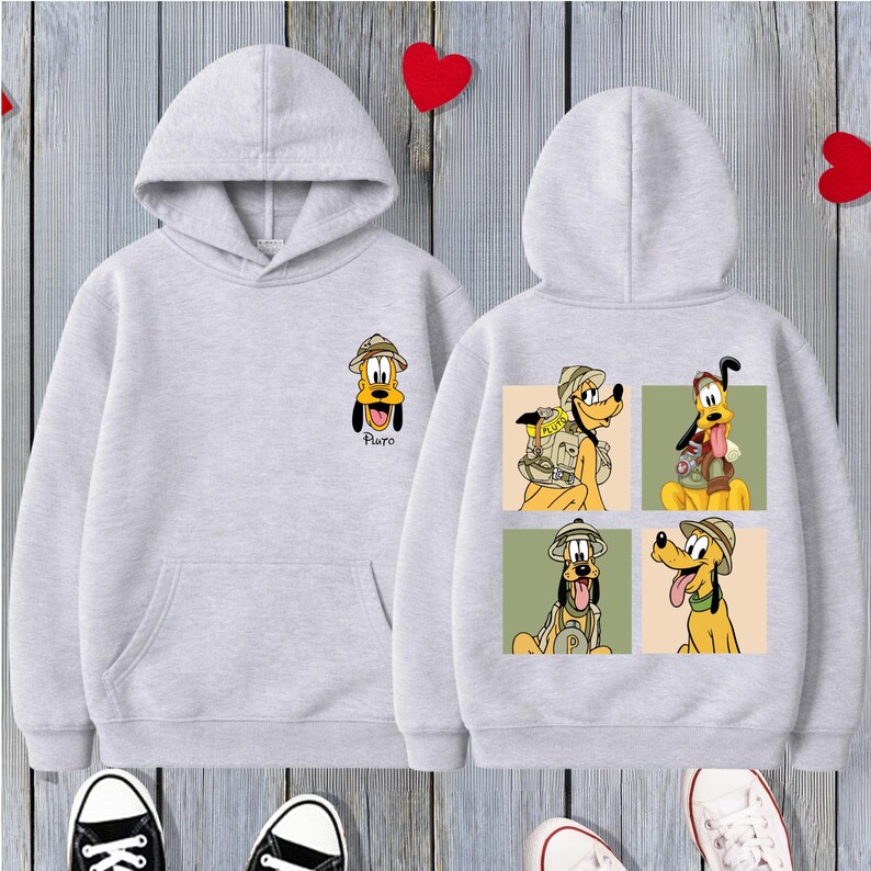 Pluto Safari Hoodie,Disney Animal Kingdom Sweatshirt,Safari Squad Hooded Sweater,Pluto Explorer,Disney Family Trip Hoodie,Disney World 2026 image 4