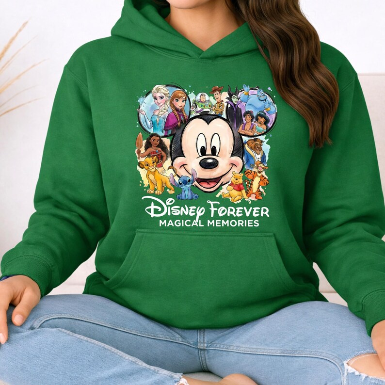 Sudaderas Disney con capucha Magical Memories, sudaderas Disney a juego, diseño de punto de Mickey, Elsa y Simba, trajes Disney para reunión familiar imagen 13