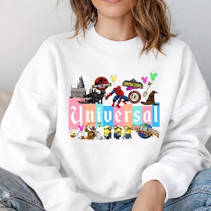 Sweat-shirts à capuche universels pastel rétro, sweat-shirt famille Spider-Man et Minions, vêtements icônes du film universels, cadeaux de vacances assortis image 1