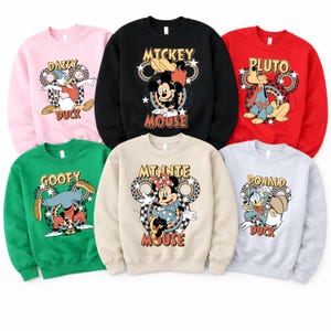 Mickey Family Vacation Sweatshirt,Custom Disney Family Trip 2026 Hoodie,Retro Disneyland Family Matching Hoodie,Checkered Mickey and Friends image 1