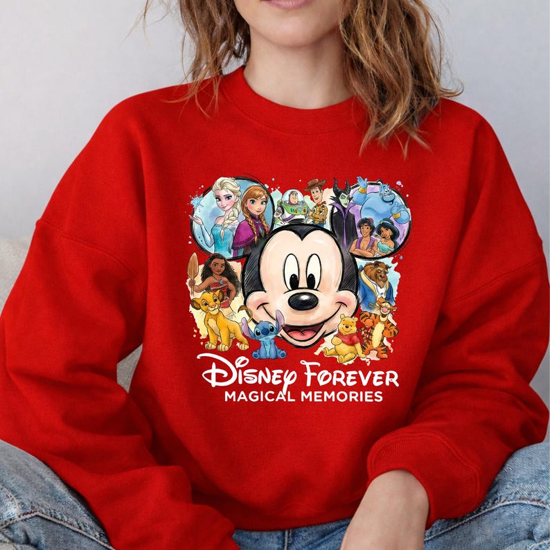Sudaderas Disney con capucha Magical Memories, sudaderas Disney a juego, diseño de punto de Mickey, Elsa y Simba, trajes Disney para reunión familiar imagen 9