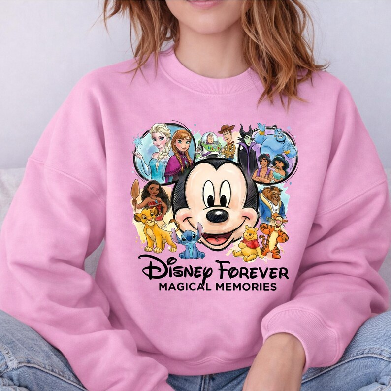 Sudaderas Disney con capucha Magical Memories, sudaderas Disney a juego, diseño de punto de Mickey, Elsa y Simba, trajes Disney para reunión familiar imagen 4