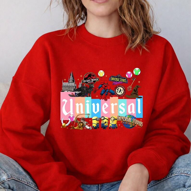 Sweat-shirts à capuche universels pastel rétro, sweat-shirt famille Spider-Man et Minions, vêtements icônes du film universels, cadeaux de vacances assortis image 14