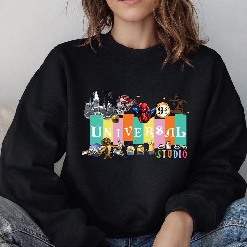 Sweat-shirts à capuche universels pastel rétro, sweat-shirt famille Spider-Man et Minions, vêtements icônes du film universels, cadeaux de vacances assortis image 4