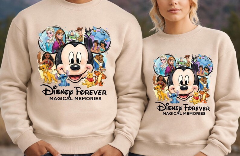 Sudaderas Disney con capucha Magical Memories, sudaderas Disney a juego, diseño de punto de Mickey, Elsa y Simba, trajes Disney para reunión familiar imagen 5