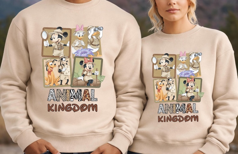 Safari Mickey Minnie Hoodies,Disney Family Trip Sweatshirts,Animal Kingdom Hooded Sweater,Disney Safari Hoodies,Disney World Family Outfits image 1
