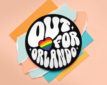Naklejka LGBTQIA, 3-calowy okrągły winyl | Wyrusz na Orlando Rainbow