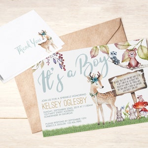 DIGITAAL bestand-baby dieren 5 x 7 met bijpassende Bedankkaart 4.25 x 5.5-elk type evenement