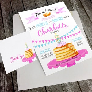 DIGITAL FILE - princesse et crêpe Invitation 5 x 7 avec correspondance 4.25x5.5 de carte de remerciement - n’importe quel Type d’événement
