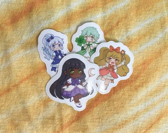 Magical Girl Chibi Sticker Set / Kawaii Anime Girl Stickers / Cute Vinyl Decals / Laptop Journal Stationery / Gift for Anime Fan