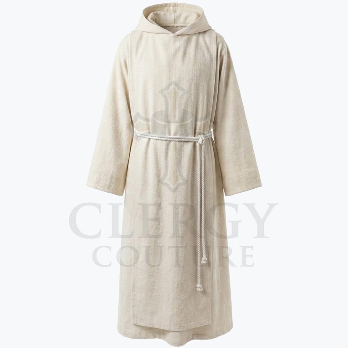 Franscican Robe Ivory Hooded Monk Robe | Men's Full Length Franciscan Robe | Priest ...
