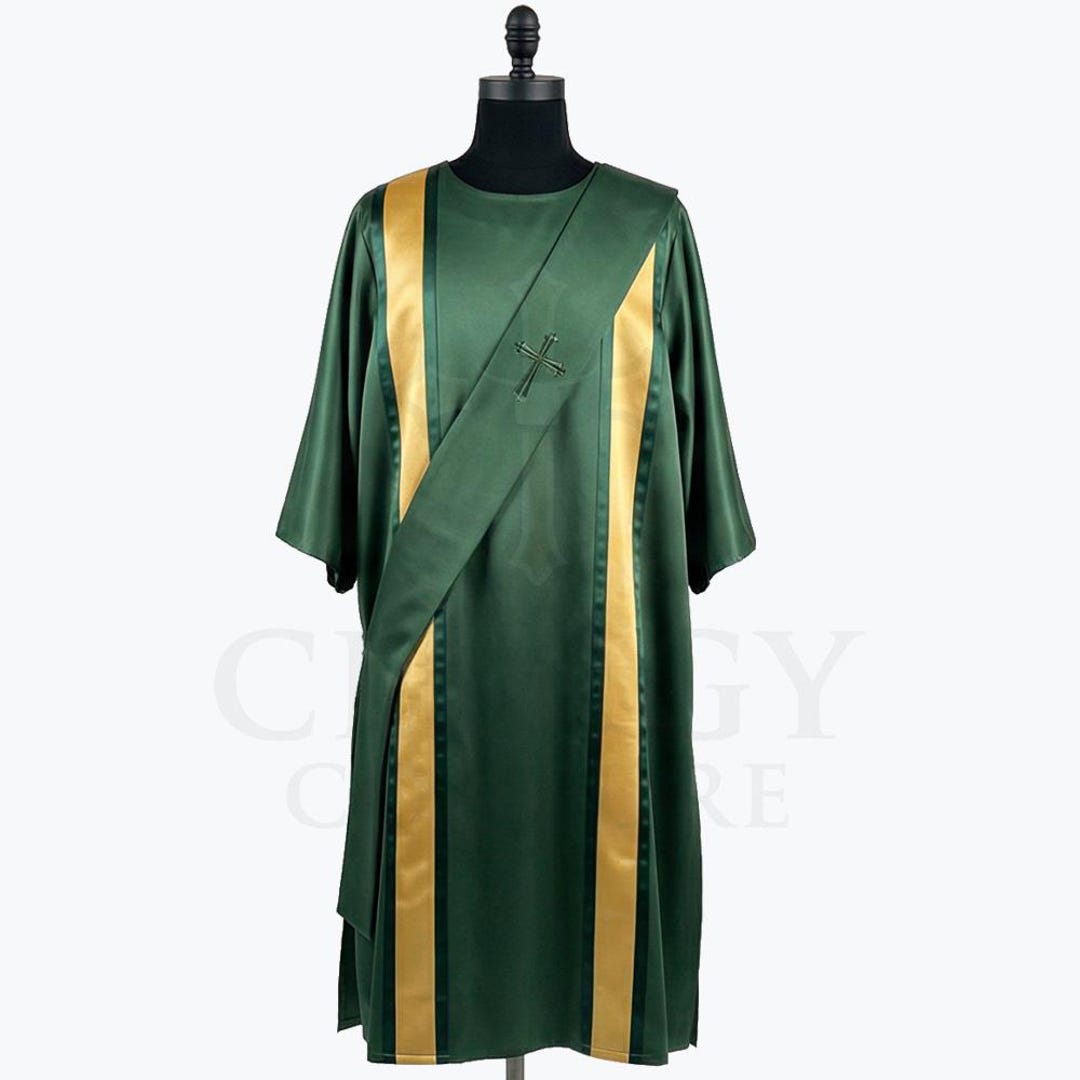 Green Clergy Robe Satin | Liturgical Dalmatic Vestment Green Gold ...