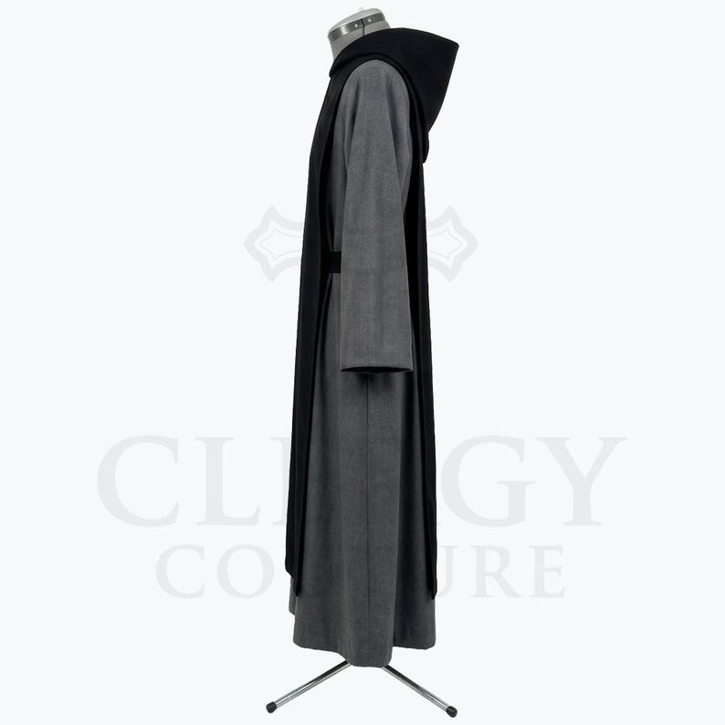 Scapular Robe Grey and Black Two Tone Monk Habit With Scapular and Hood Cotton ...