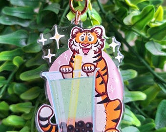 ボバ・タイガー アクリルキーホルダー - グリッター仕上げ