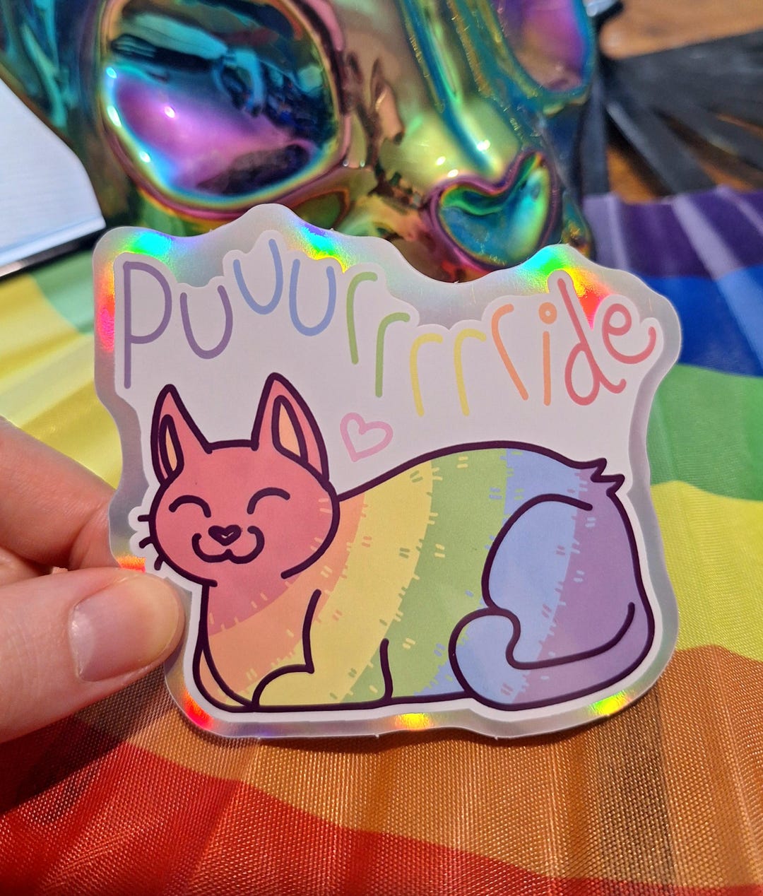 Pride Cat Sticker - Rainbow - Etsy