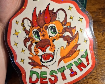 伝統的なカスタムキャラクターバッジ - ホログラフィック - ハンドメイド