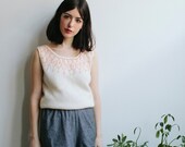 60s Beaded Wool Sweater | Pink and Cream