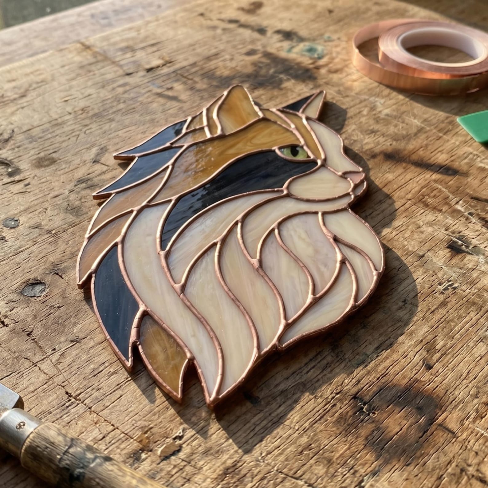 Cat Stained Glass Pattern | Cat Face Suncatcher Digital Template | Pet ...