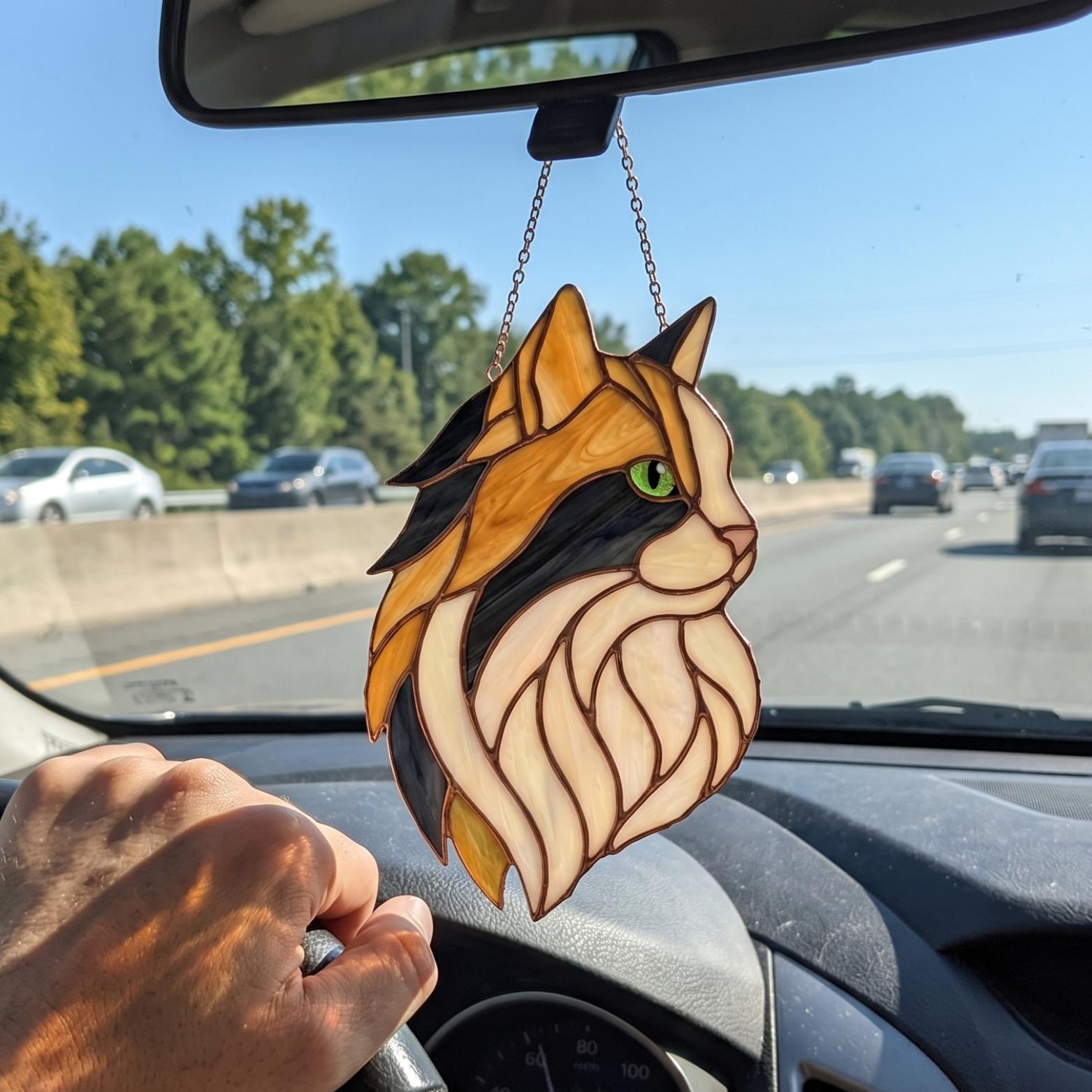 Cat Stained Glass Pattern | Cat Face Suncatcher Digital Template | Pet ...