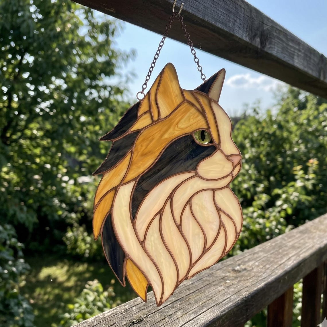 Cat Stained Glass Pattern | Cat Face Suncatcher Digital Template | Pet ...