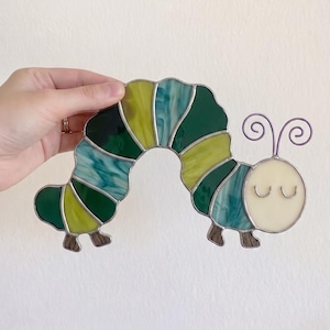 Caterpillar Stained Glass Pattern | Insect Suncatcher Digital Download | Kids Nursery Wall Art & Home Decor