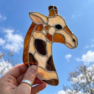 Giraffe Head Stained Glass Pattern | Safari Animal Suncatcher Template | Wall Art & Home Decor