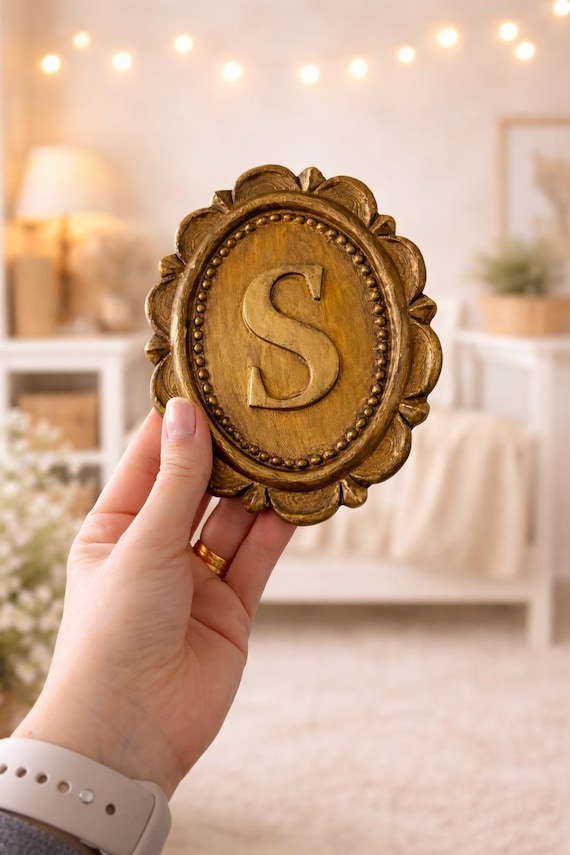 Personalized Initial Wall Decor – Antique Gold Nursery Letter Hanging