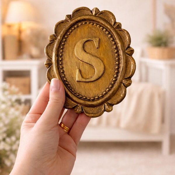 Personalized Initial Wall Decor – Antique Gold Nursery Letter Hanging