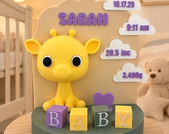 Personalized Baby Birth Stats Plaque – 3D Printed Nursery Keepsake (Custom Name, Date, Weight, Length)