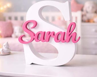 Personalized 3D Name Sign with Initial | Custom Nursery Decor, Kids Room Plaque