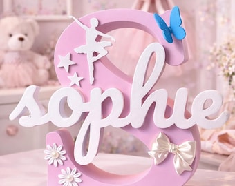 Personalized 3D Name Sign | Custom Baby Nursery Decor, Ballerina Theme