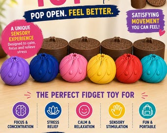 3D Printed Sensory Dumpling Fidget Toy – Mystery Color Twist Action