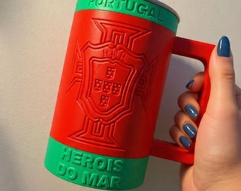 Personalized Stainless Steel Mug | 3D Printed Portugal Fan Drinkware