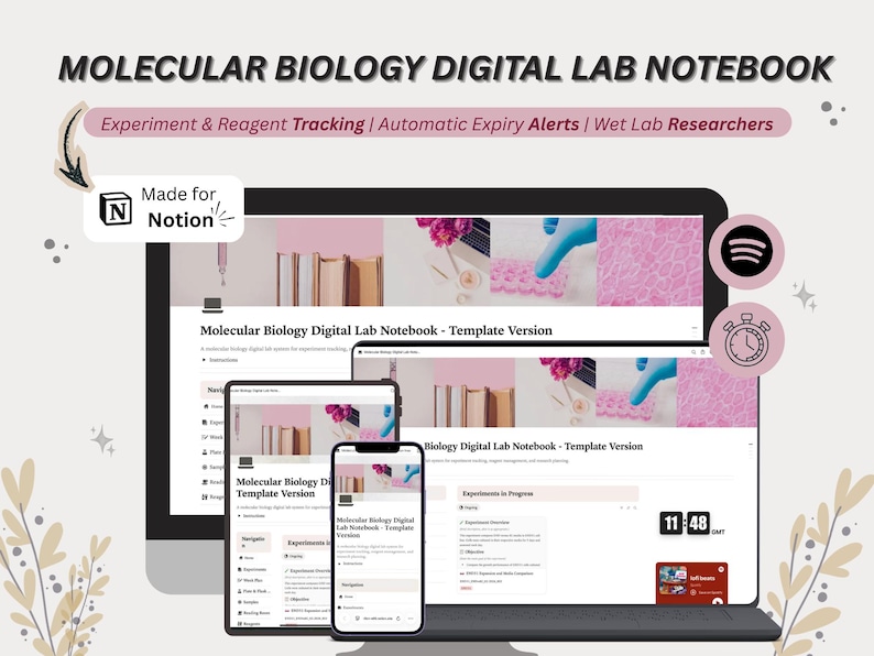 Molecular Biology Lab Notebook Notion Template | Wet Lab Research ...