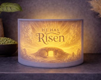 He Has Risen Easter Display | Christian Resurrection Light Panel, LED Included
