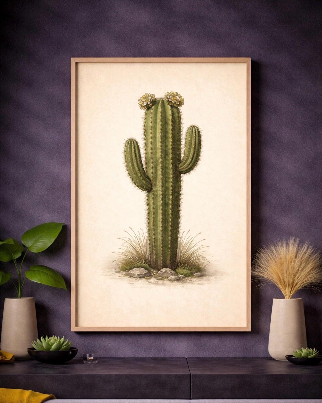 Vintage Saguaro Cactus Botanical Print | Antique Desert Plant Wall Art ...