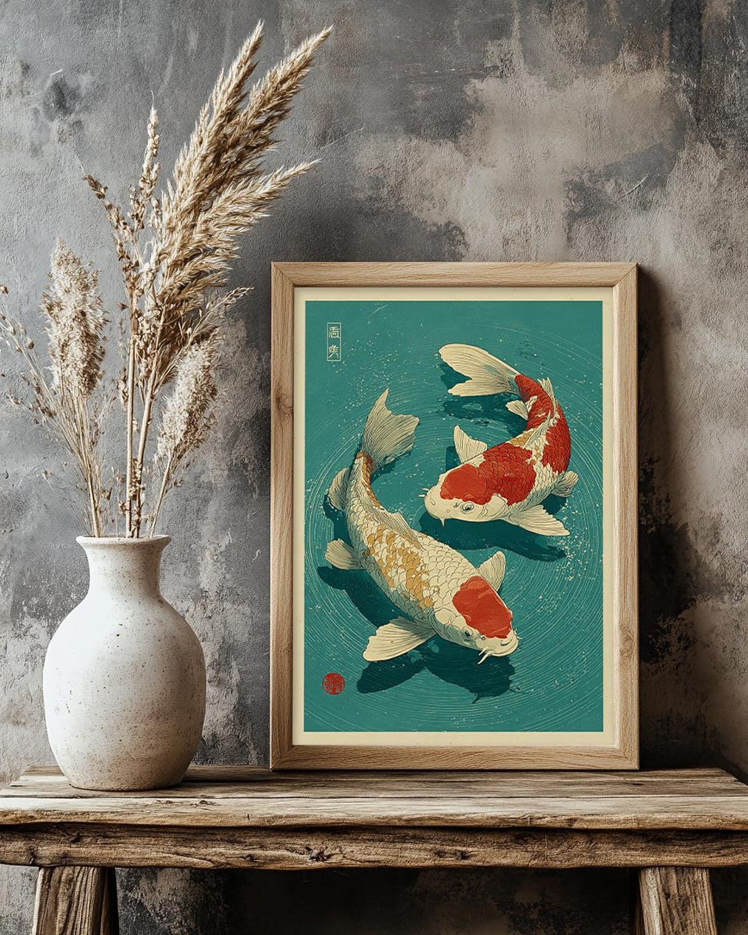 Koi Fish Wall Art Print, Japanese Water Artwork, Japandi Scandinavian ...
