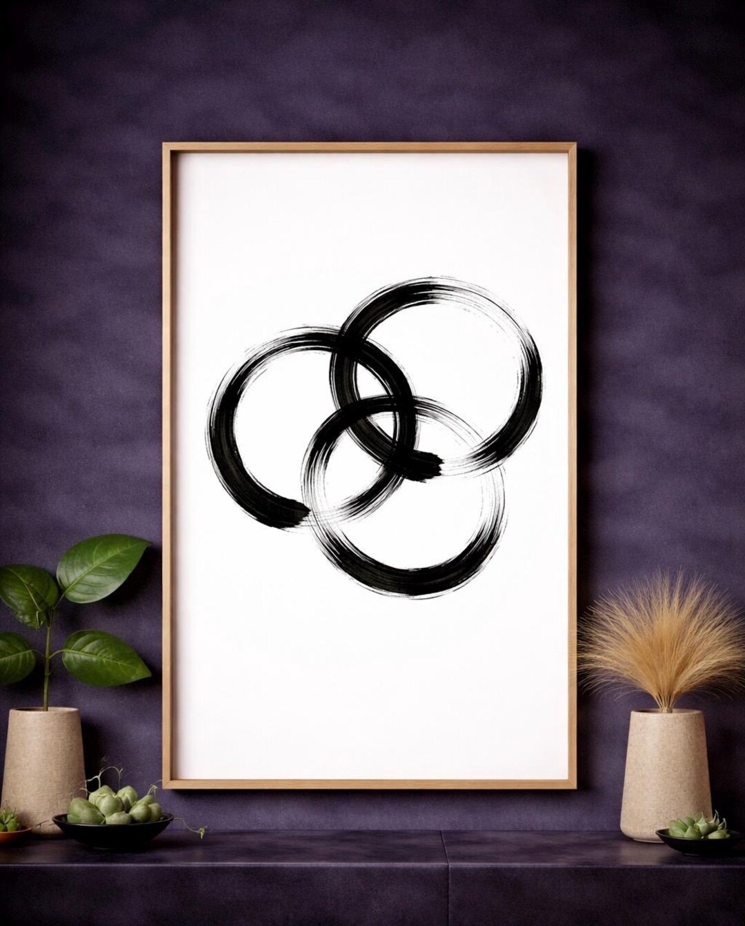 Triple Zen Enso Circle Wall Art Print, Japanese Zen Decor, Wabi Sabi ...