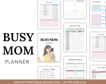 Planificador para mamás ocupadas, rutina diaria, tabla de tareas, registro de hábitos (descarga digital)