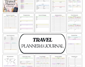 Printable Travel Planner Bundle, Itinerary, Journal, Vacation Templates (Digital Download)